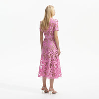 Pink Lace Midi Dress