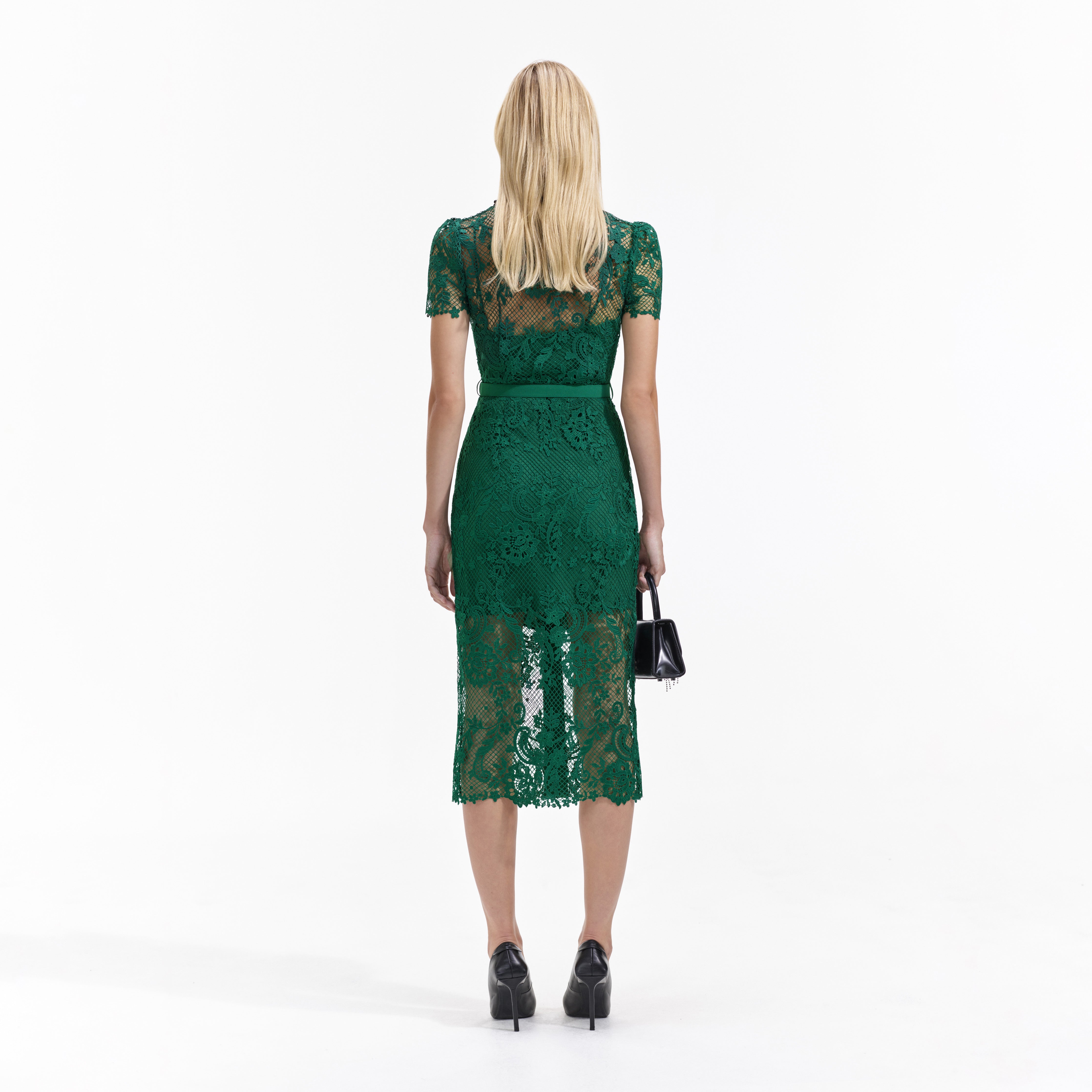 Dark green hotsell lace midi dress