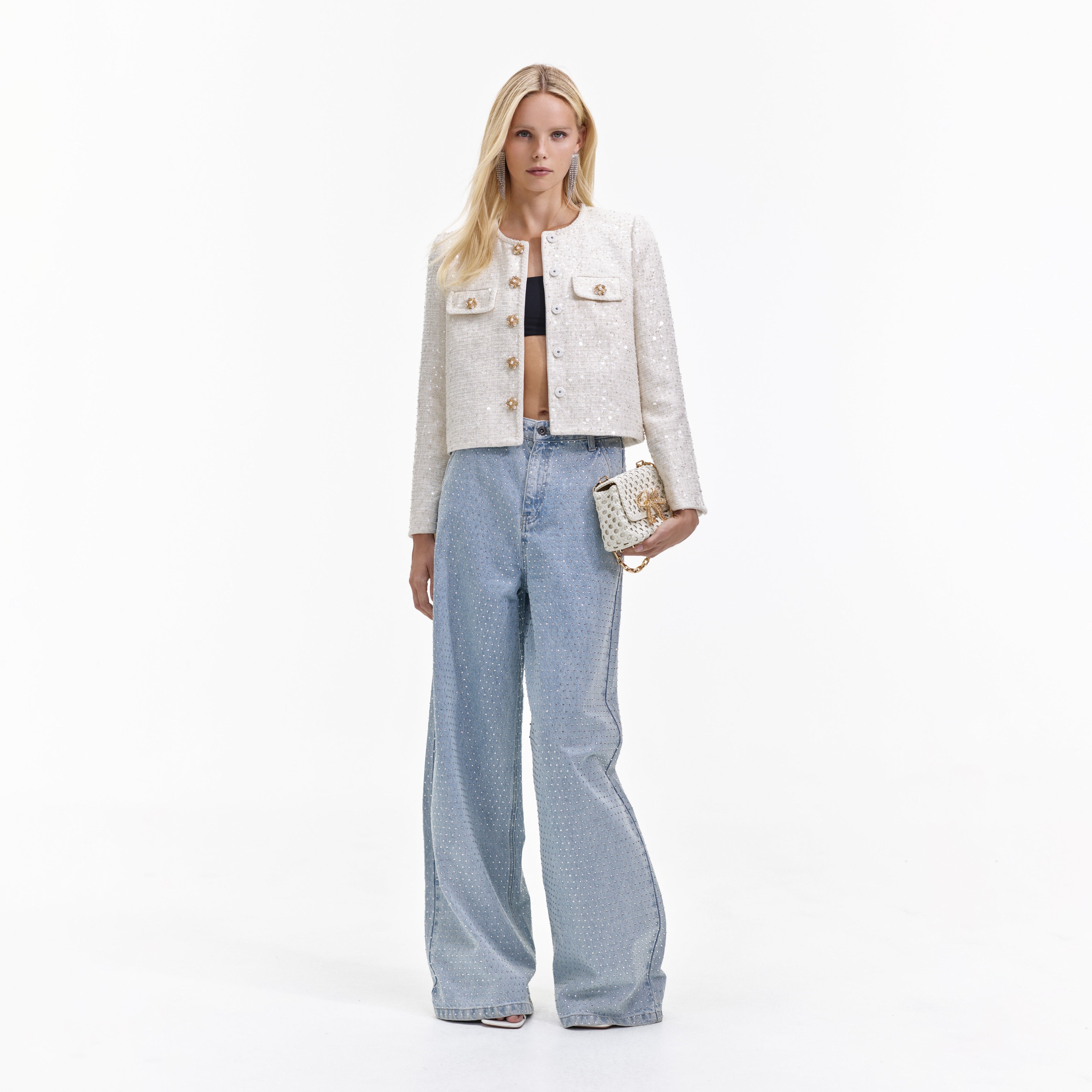 Cream Sequin Boucle Jacket