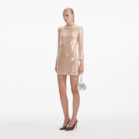 Pearl Trim Sequin Mini Dress