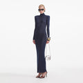 Navy Viscose Knit Maxi Dress