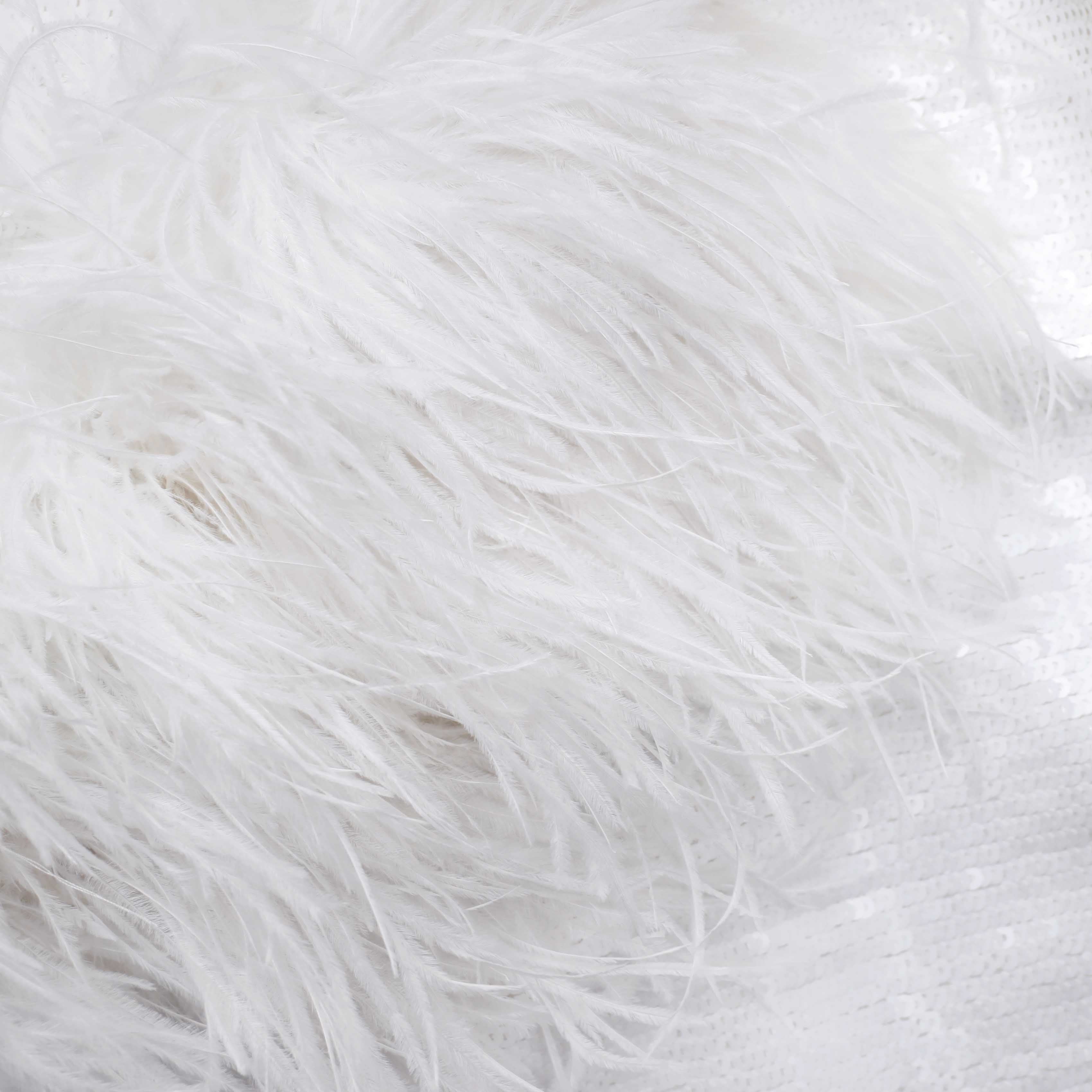 White Sequin Feather Maxi Dress