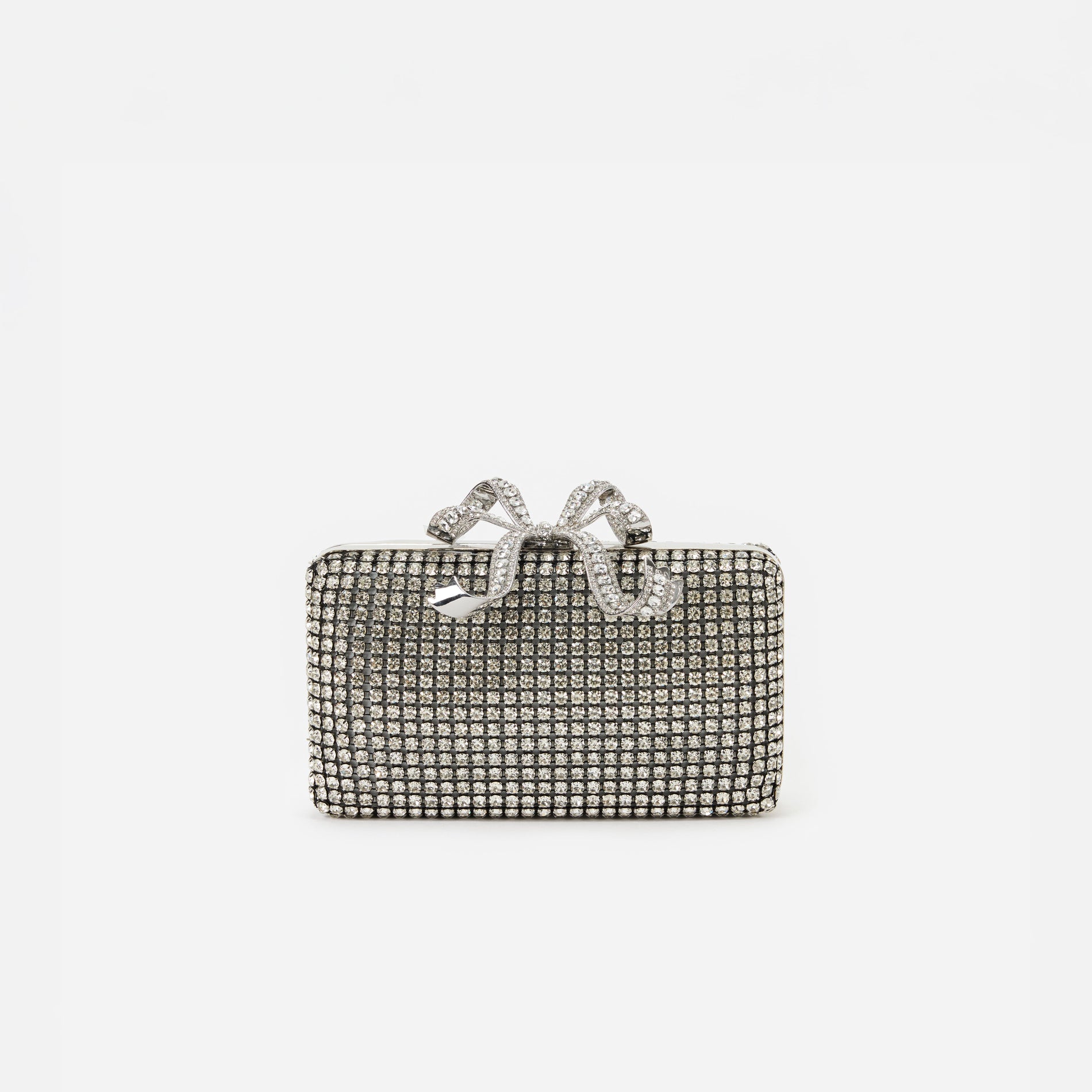 Silver Crystal Box Clutch