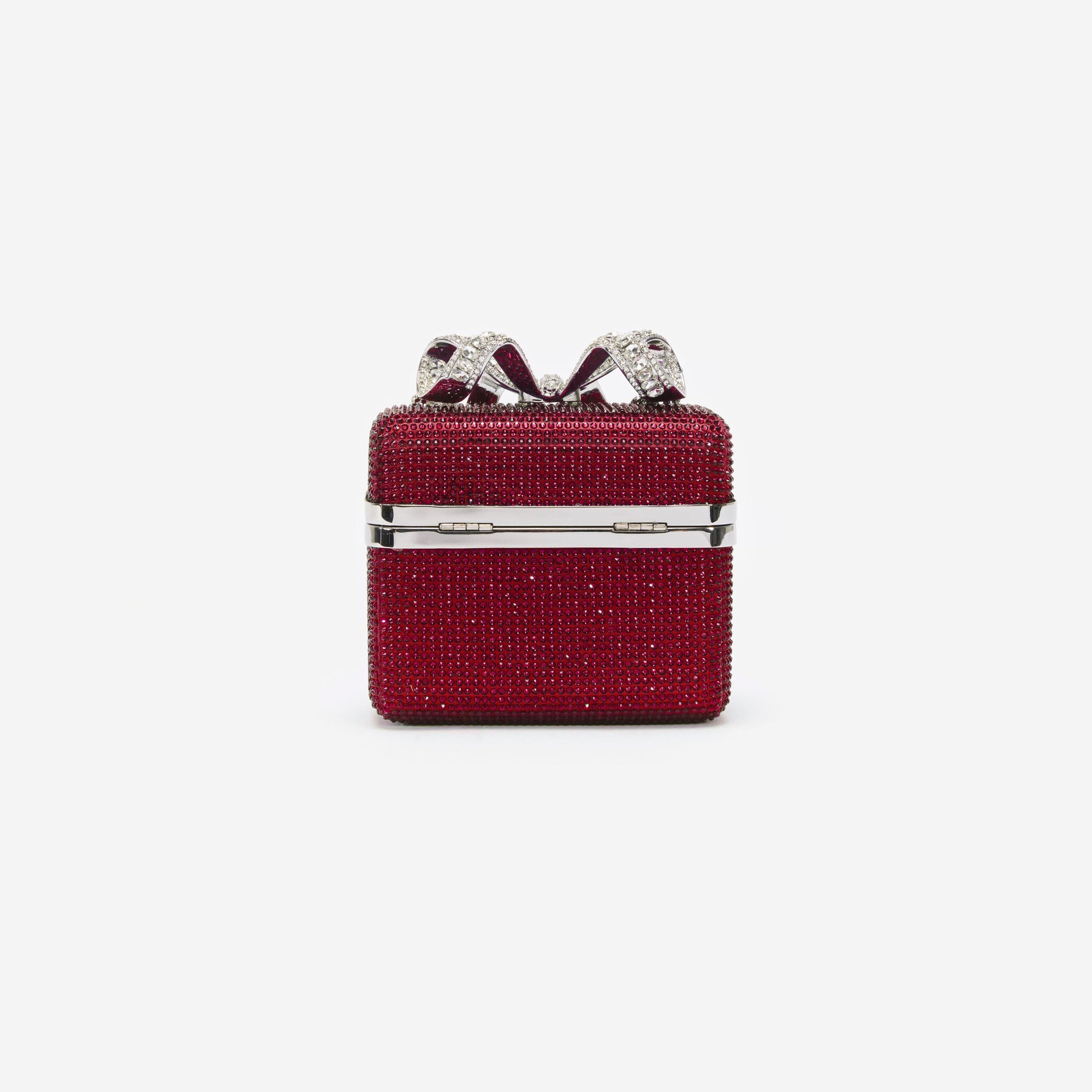 Back view of a woman wearing the Burgundy Crystal Vanity Case