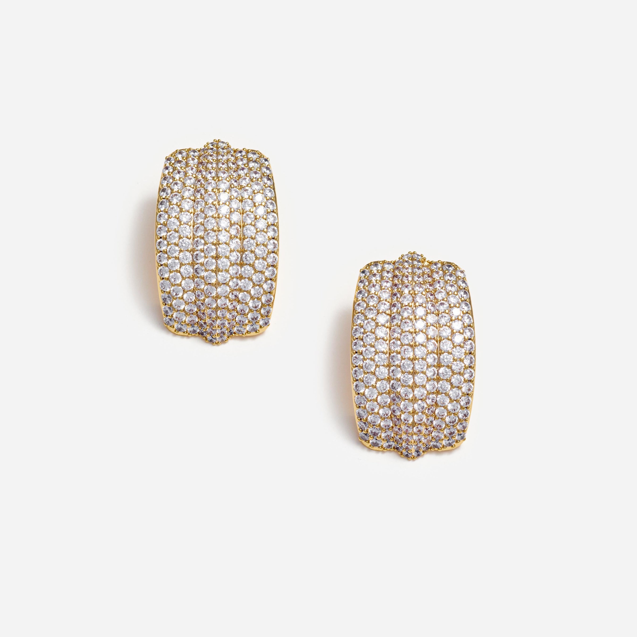 Gold Crystal Ridged Earrings