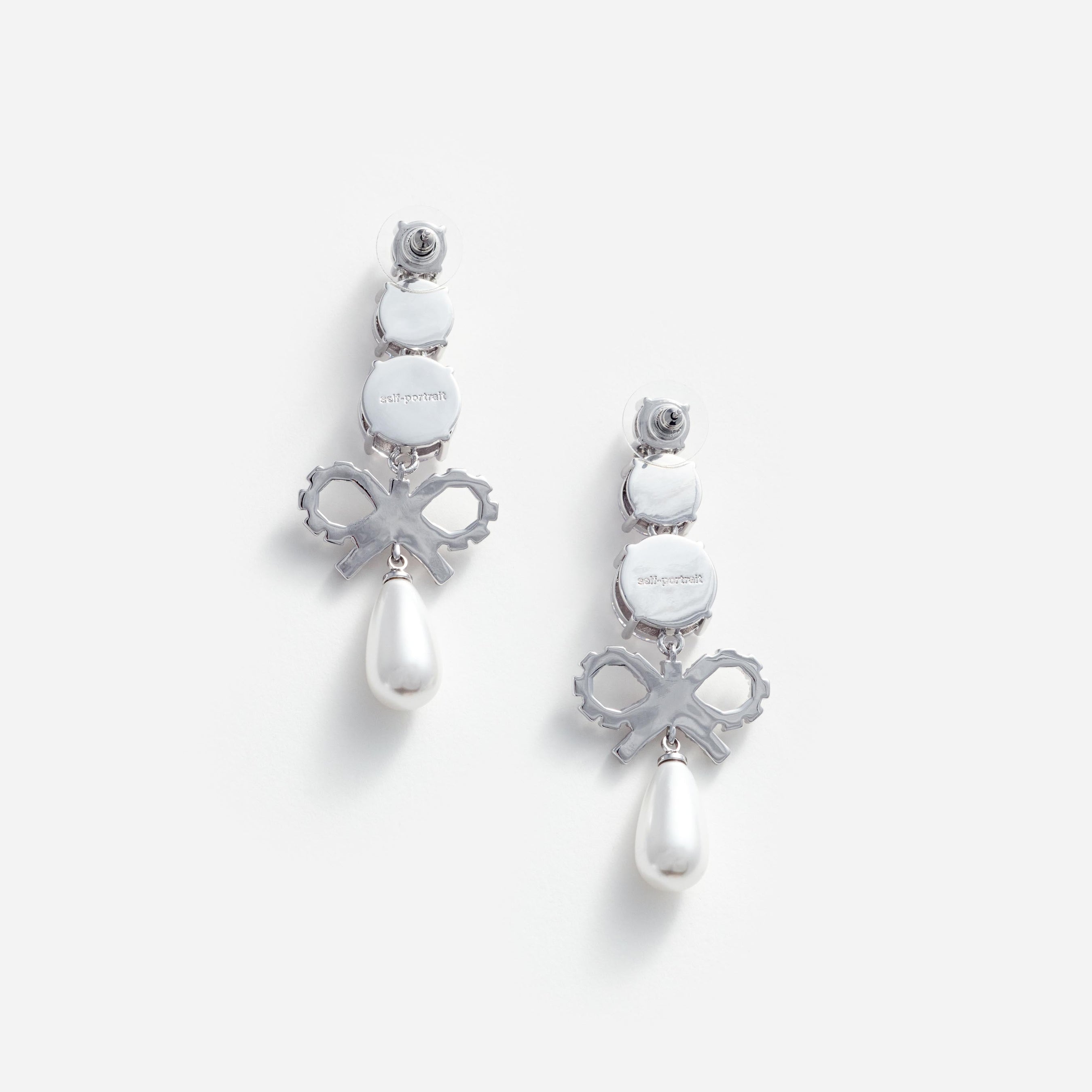 Crystal Bow Pearl Earrings