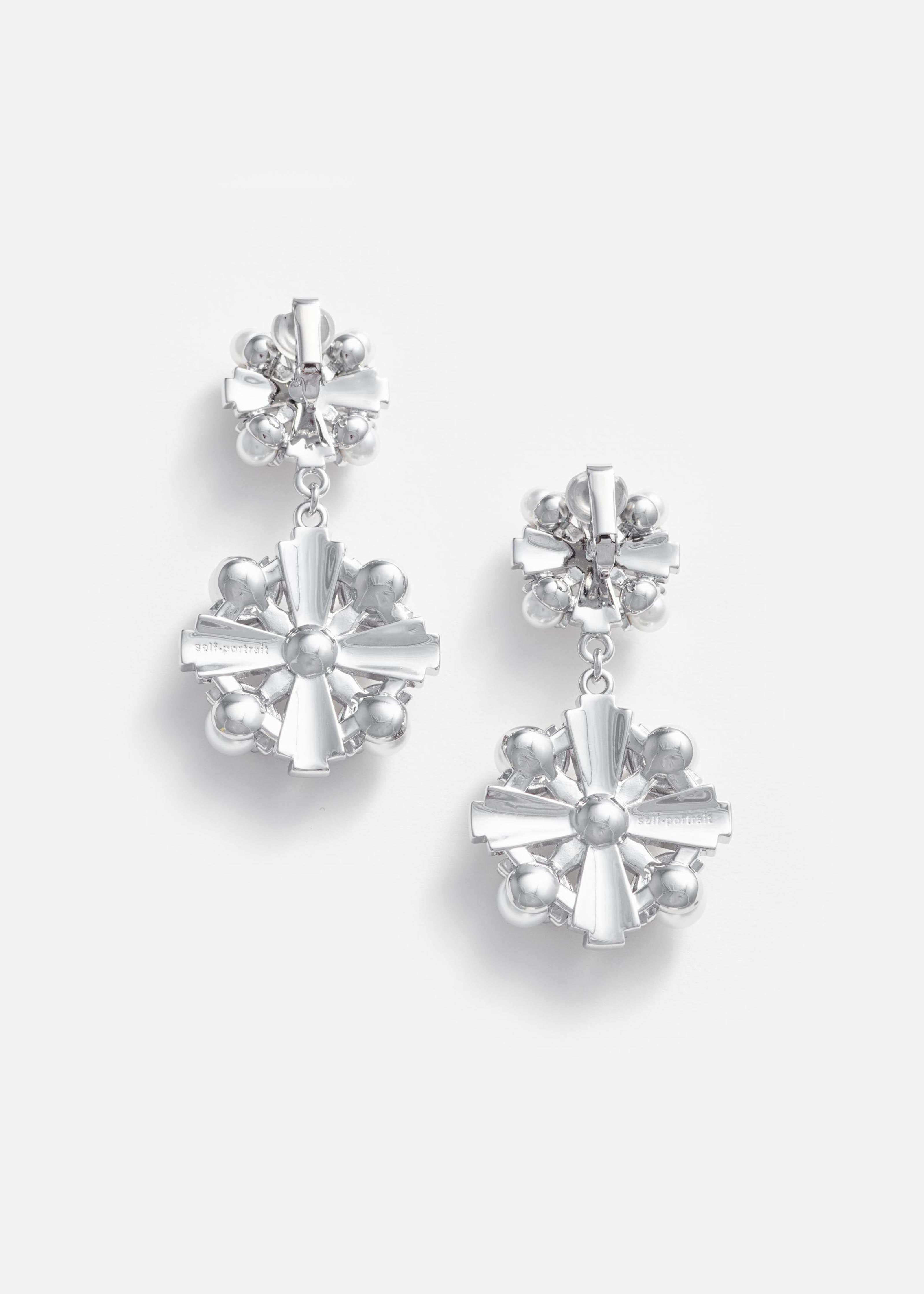 Silver Encrusted Tiered Earrings