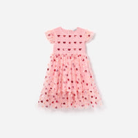 Pink Mesh Heart Sequin Dress