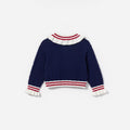 Navy Textured Pointelle Knit Cardigan