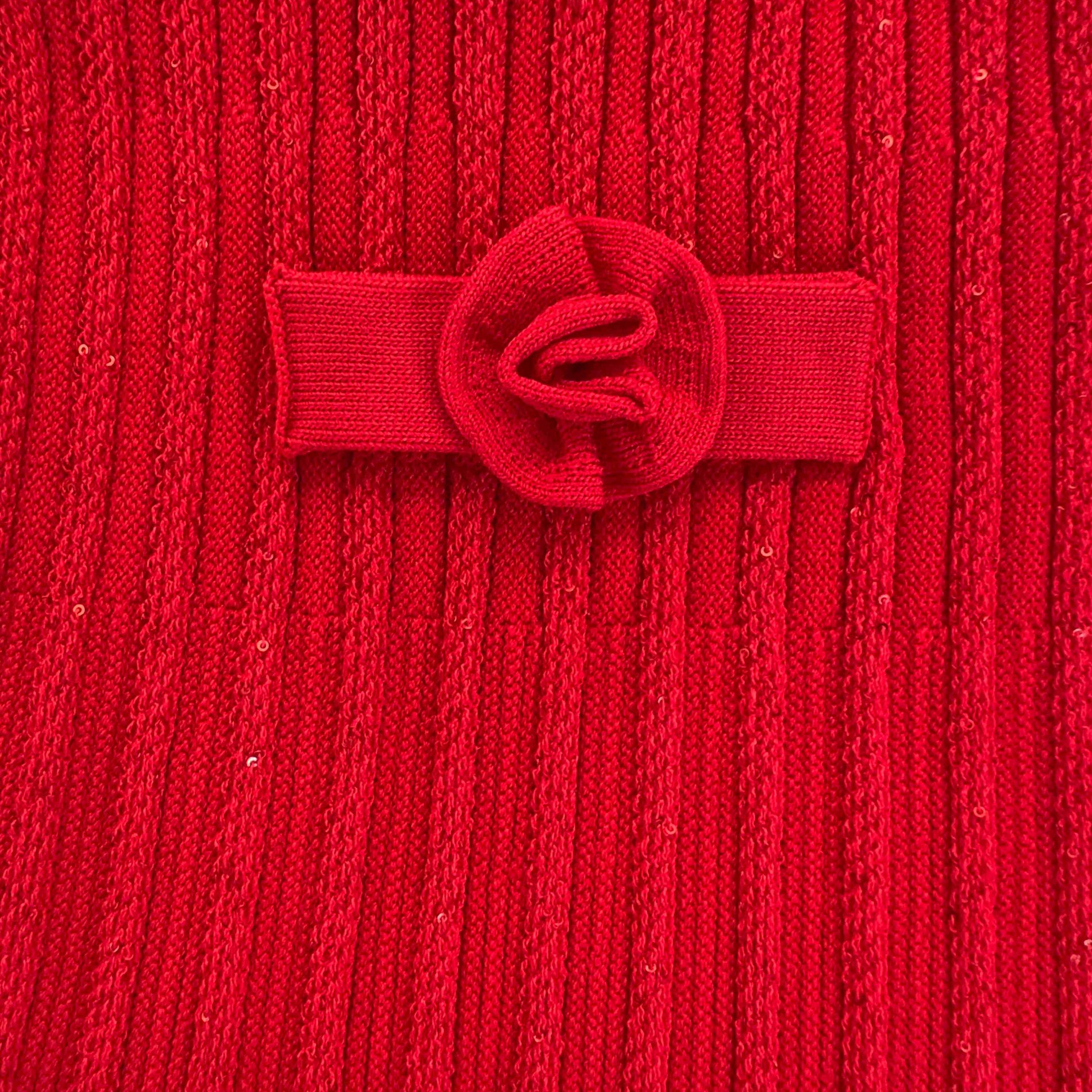 Back view of a woman wearing the Red Ribbed Knit Skirt