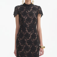 Black Flower Lace Midi Dress