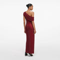 Burgundy Rhinestone Drape Midi Dress