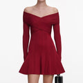 Burgundy Viscose Knit Mini Dress