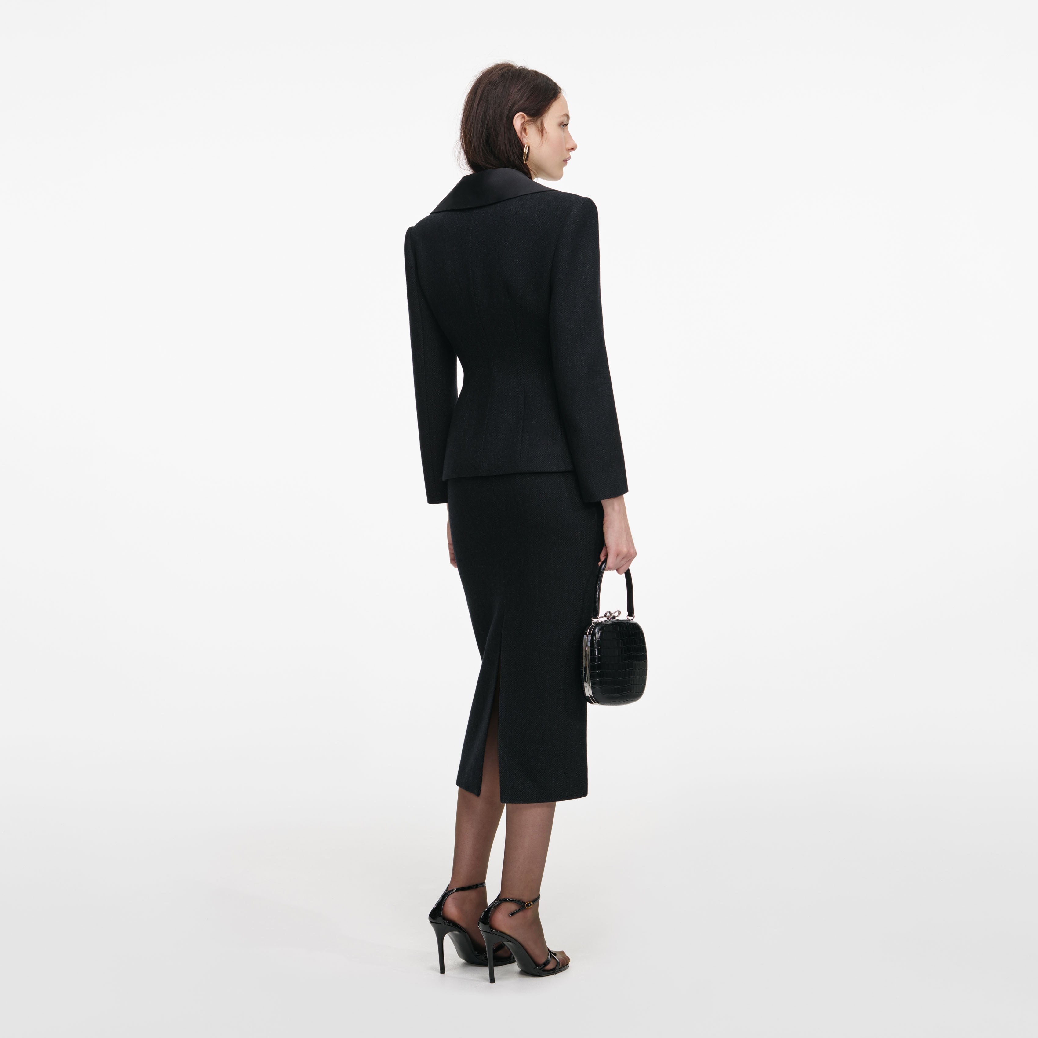 Black Blazer Tailored Midi Dress