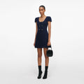Navy Textured Boucle Mini Dress
