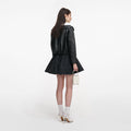 Black Leather Contrast Collar Jacket