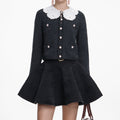 Charcoal Lace Collar Cardigan