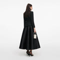 Black Boucle Taffeta Midi Dress