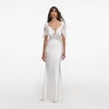White Fine Lace Satin Maxi Dress
