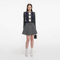Grey Argyle Crystal Trim Jumper