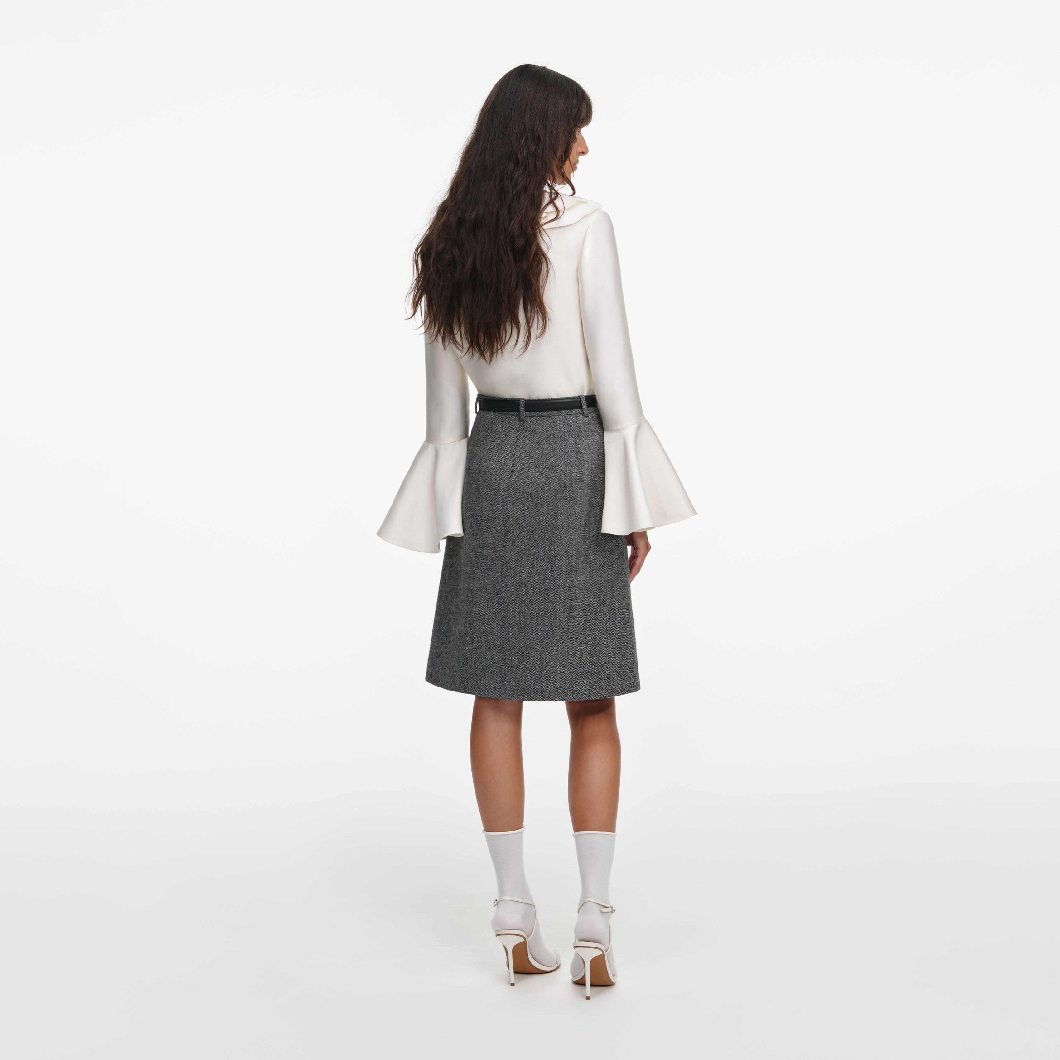 Cream Taffeta Ruffle Top