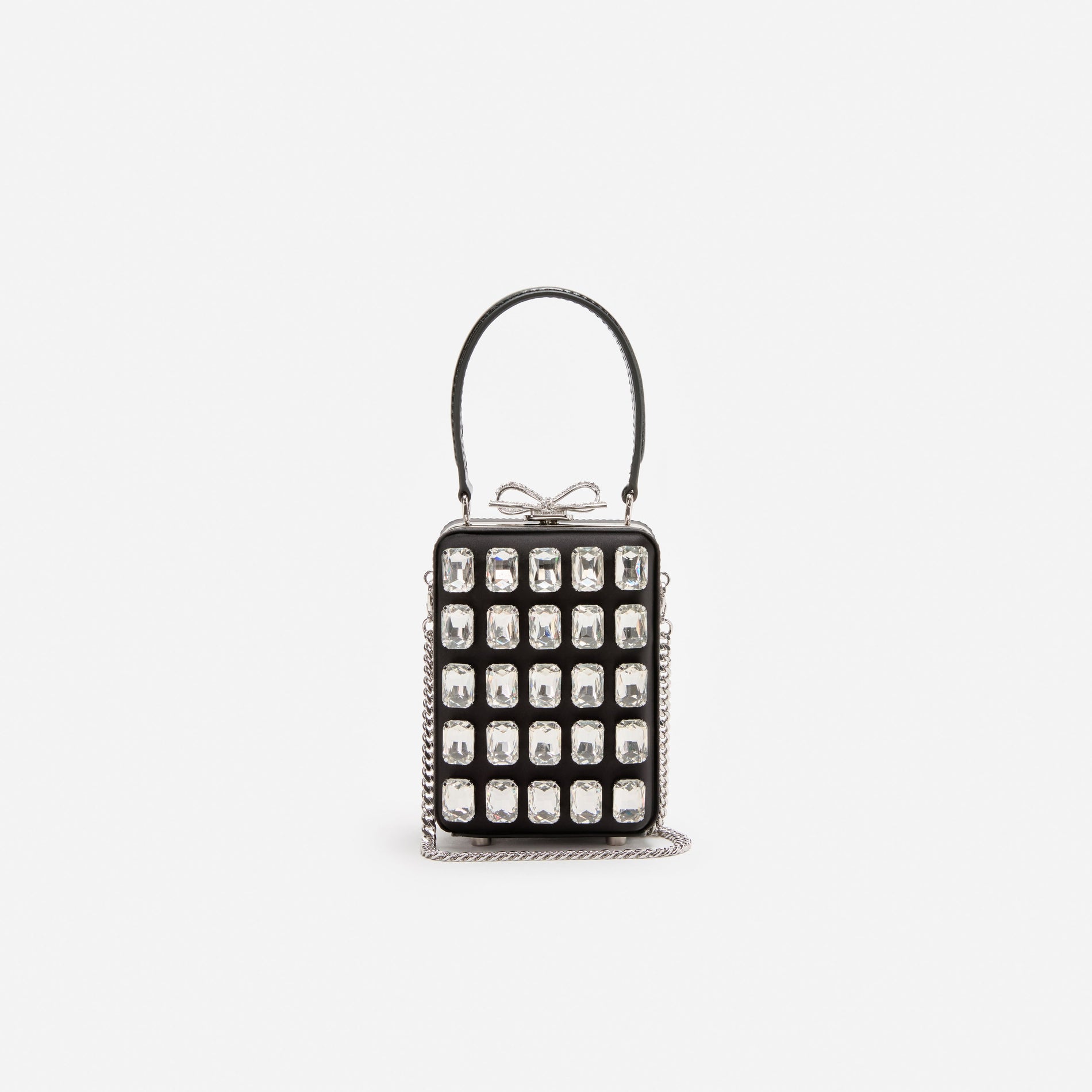 Black Satin Crystal Micro Bag