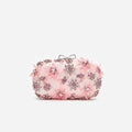 Pink Satin Floral Crystal Clutch