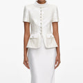 White Sequin Tailored Maxi Dress