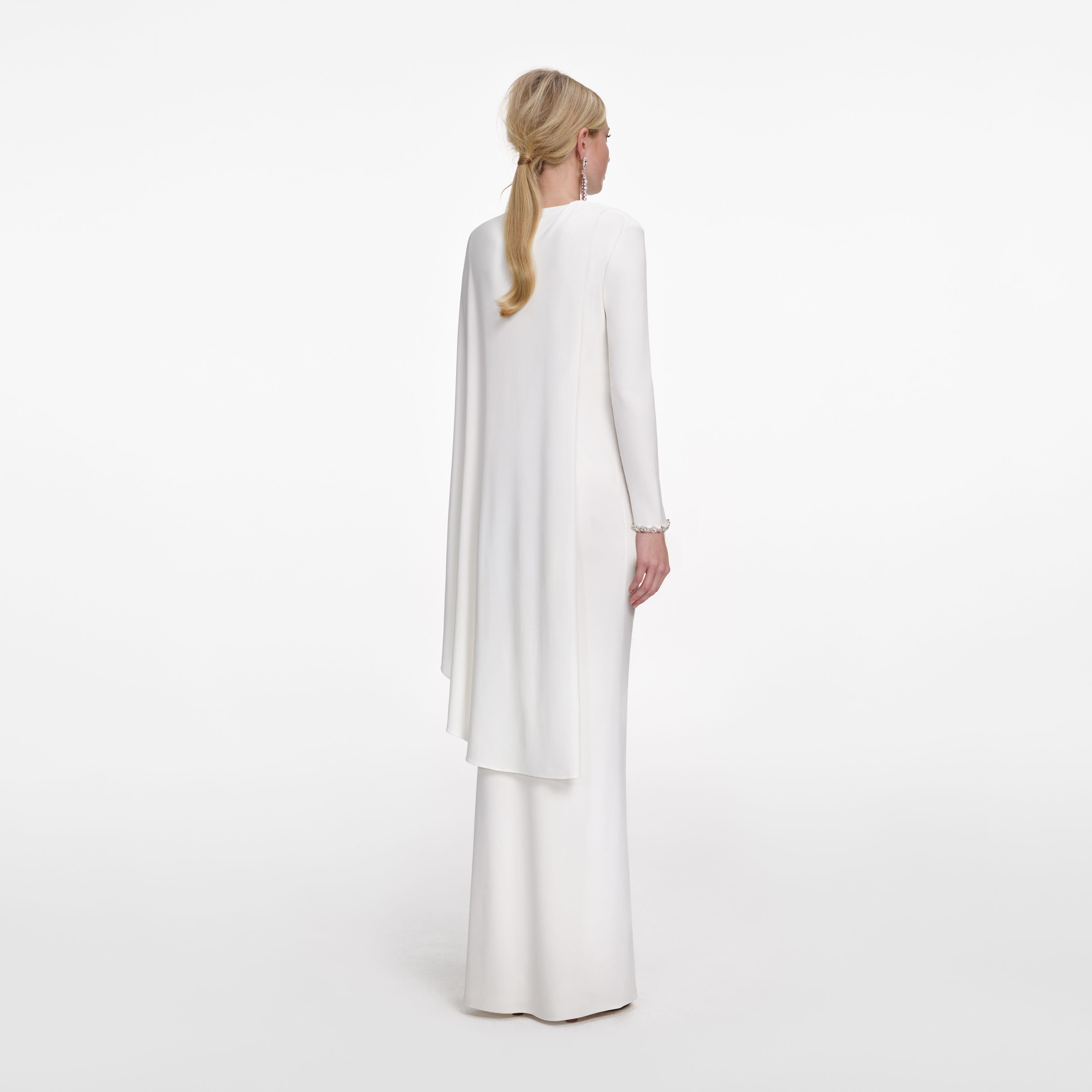 White Jersey Drape Maxi Dress