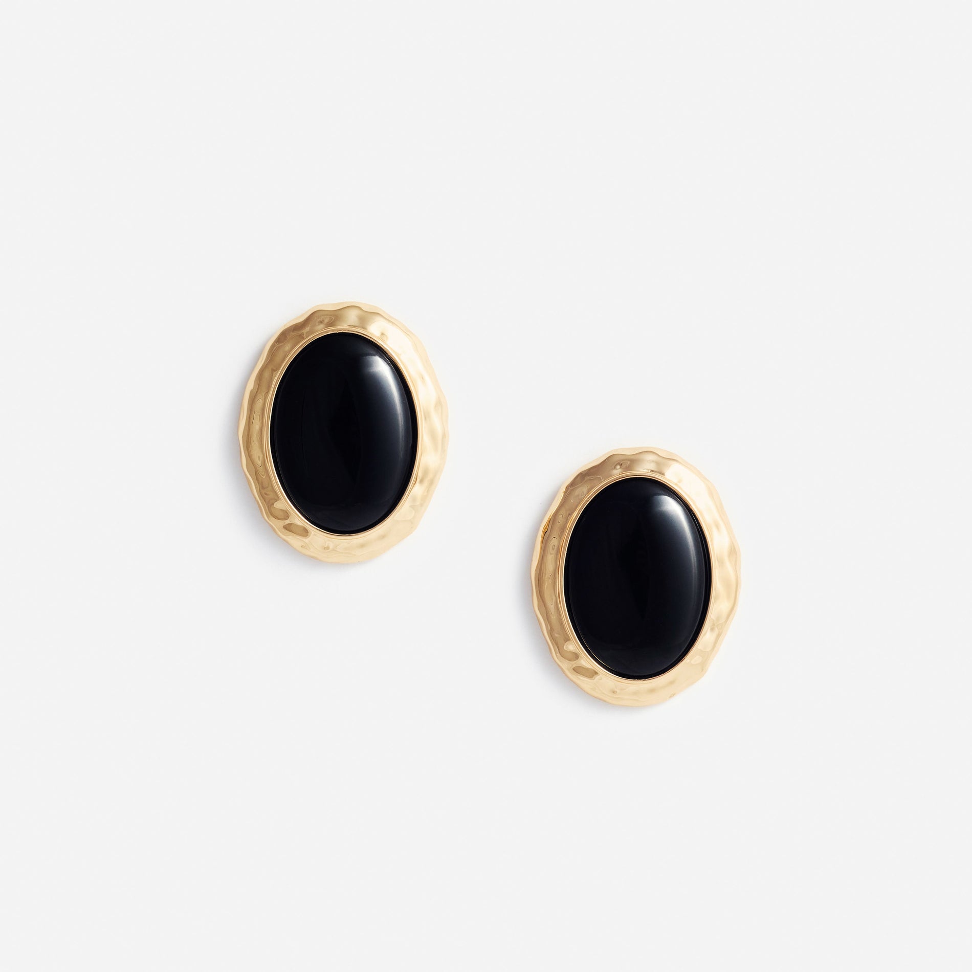 Hammered Gold Black Earrings