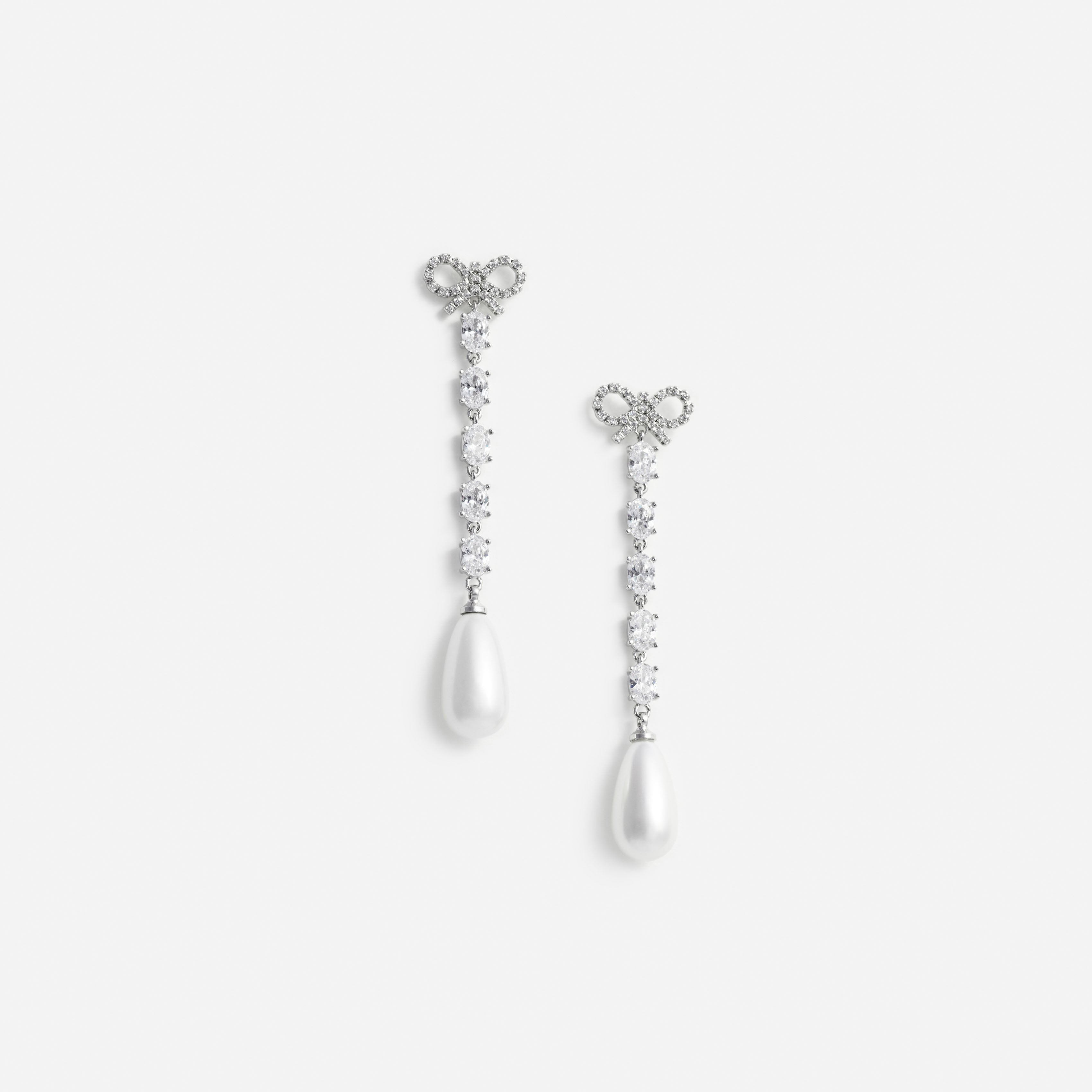 Bow Pearl Droplet Earrings