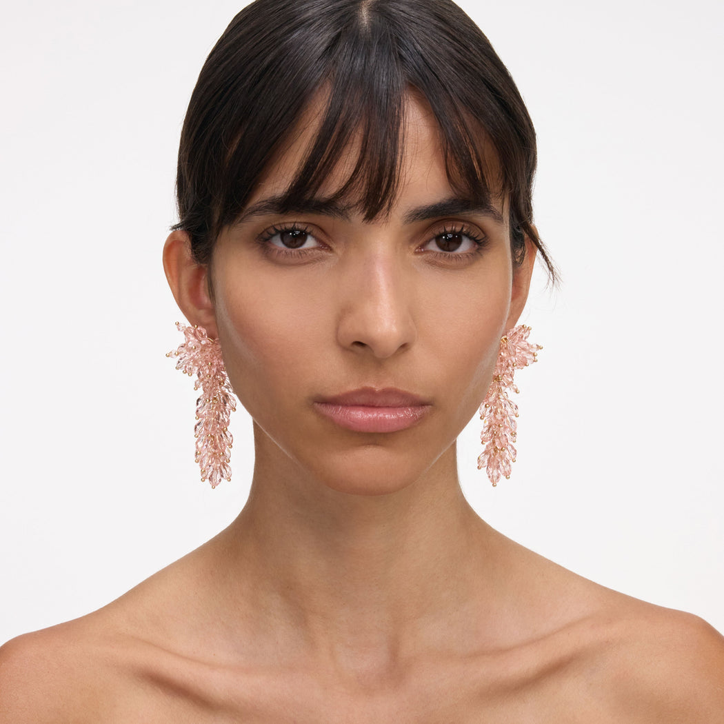 Pink Crystal Cluster Earrings