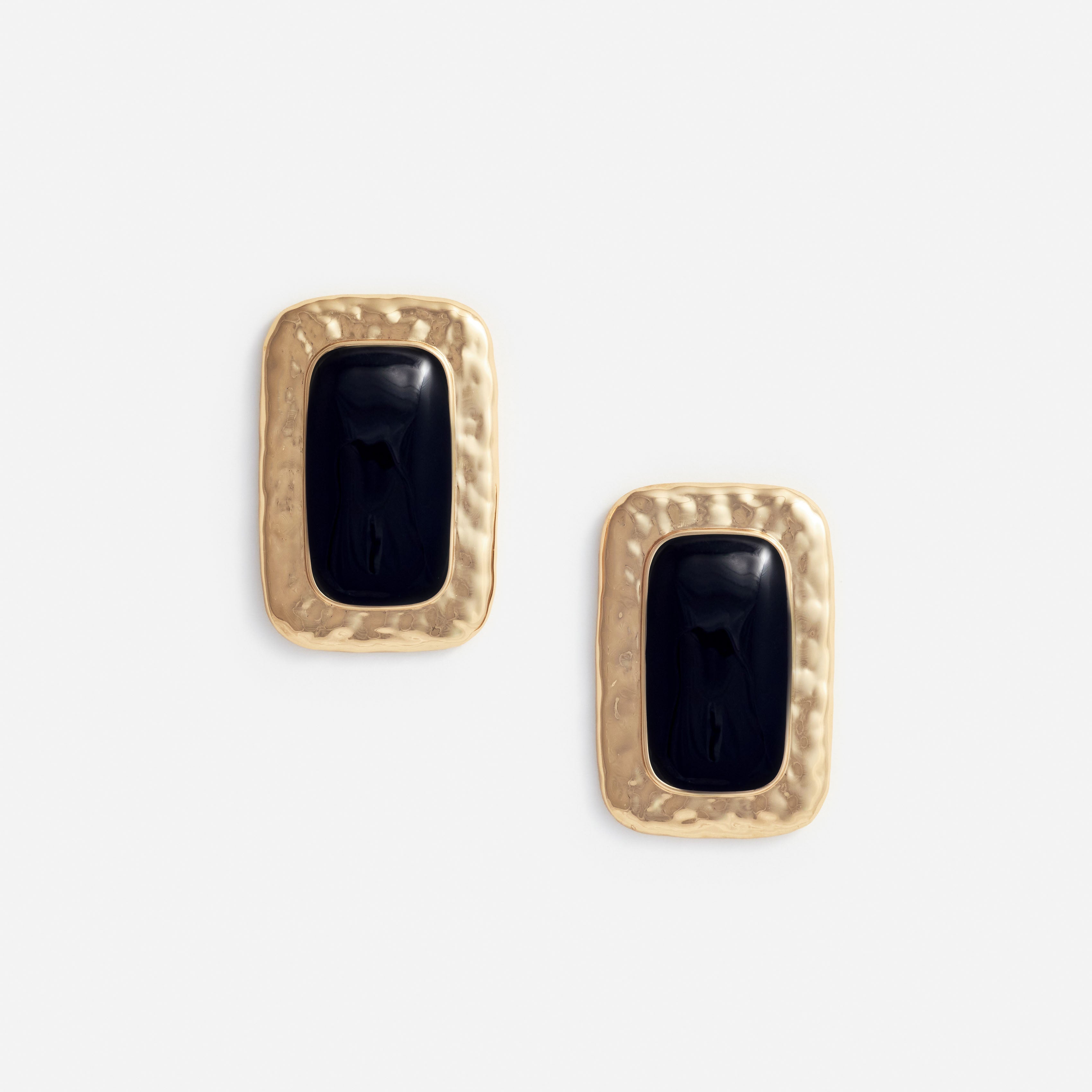 Large Mottled Gold Black Earrings