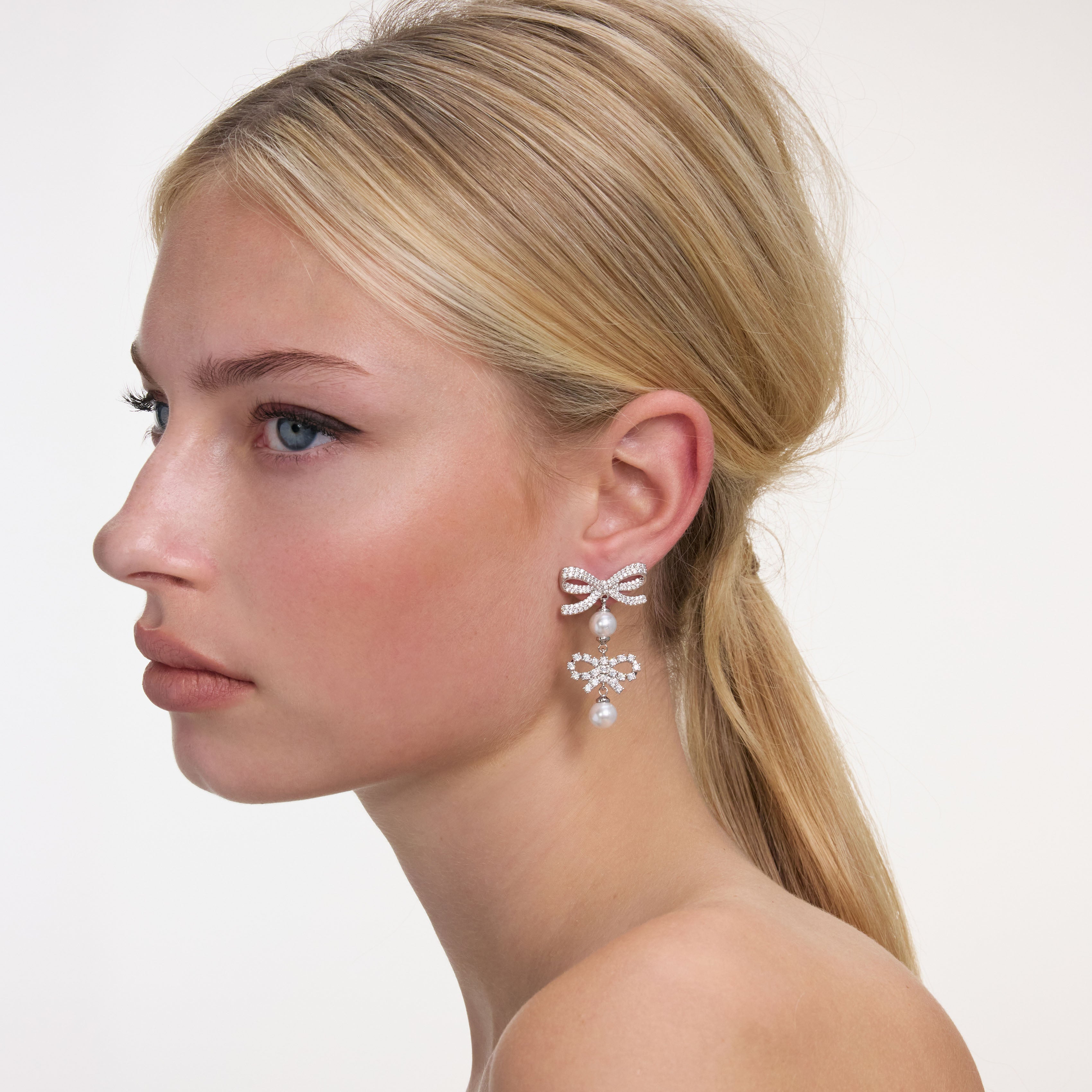 Double Bow Pearl Earrings