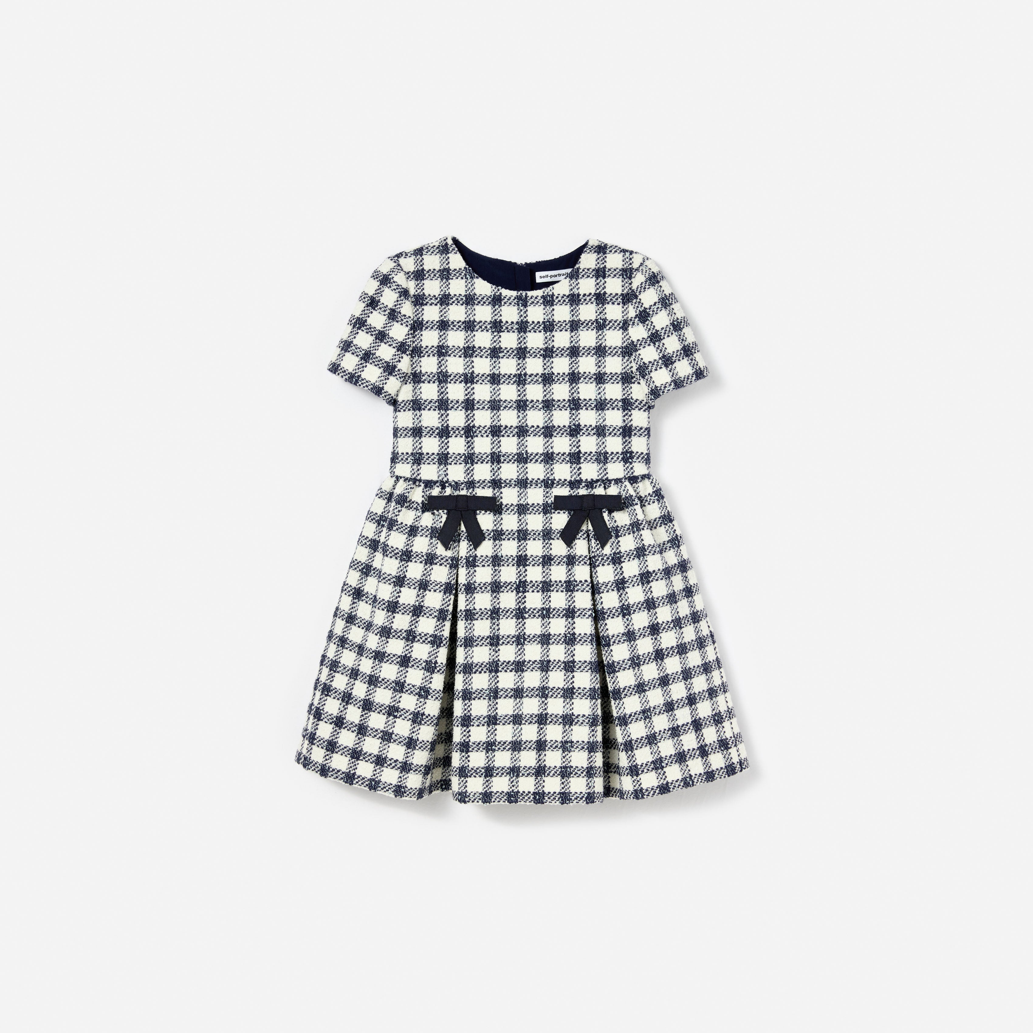 Navy Check Boucle Dress