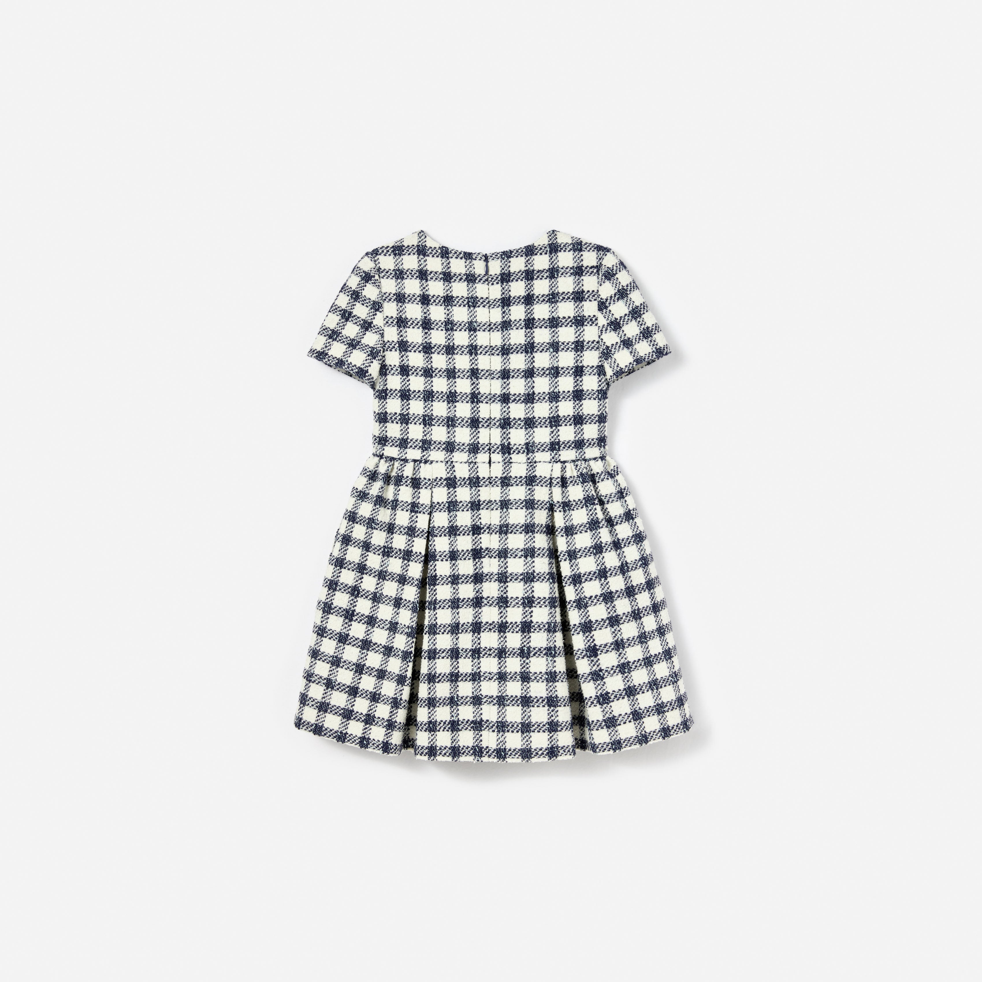 Navy Check Boucle Dress