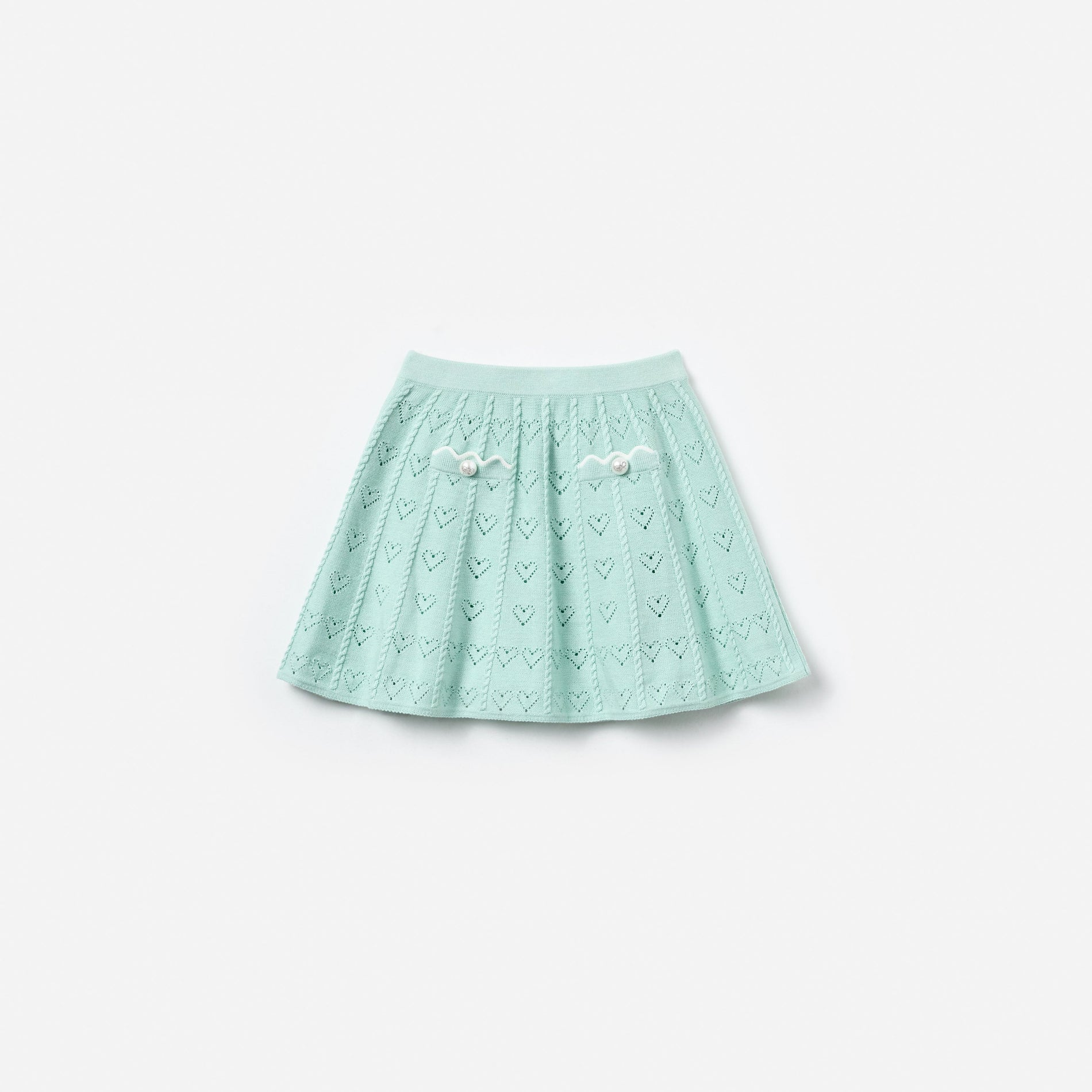 Mint Heart Knit Skirt