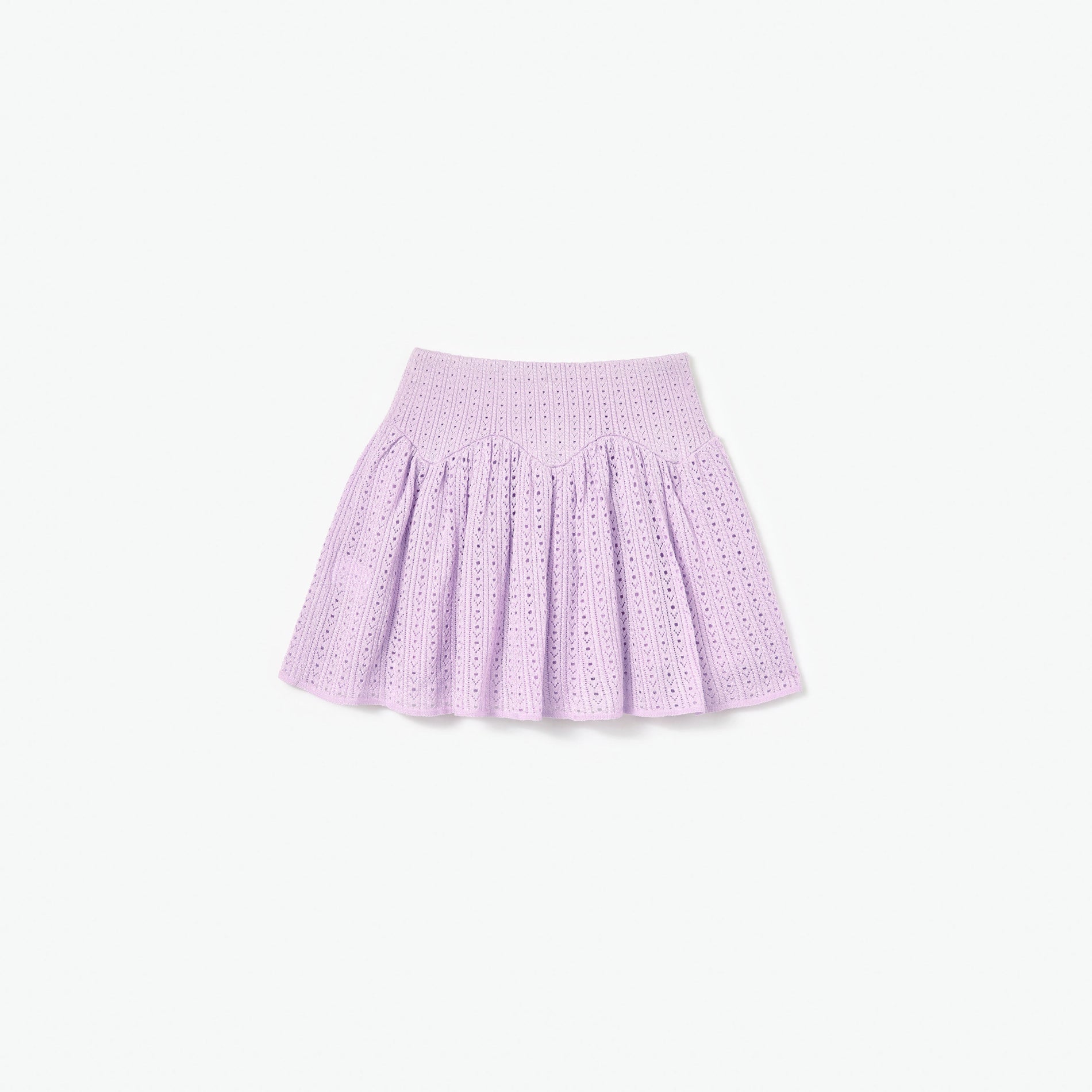 Pink Pointelle Ribbed Knit Skirt