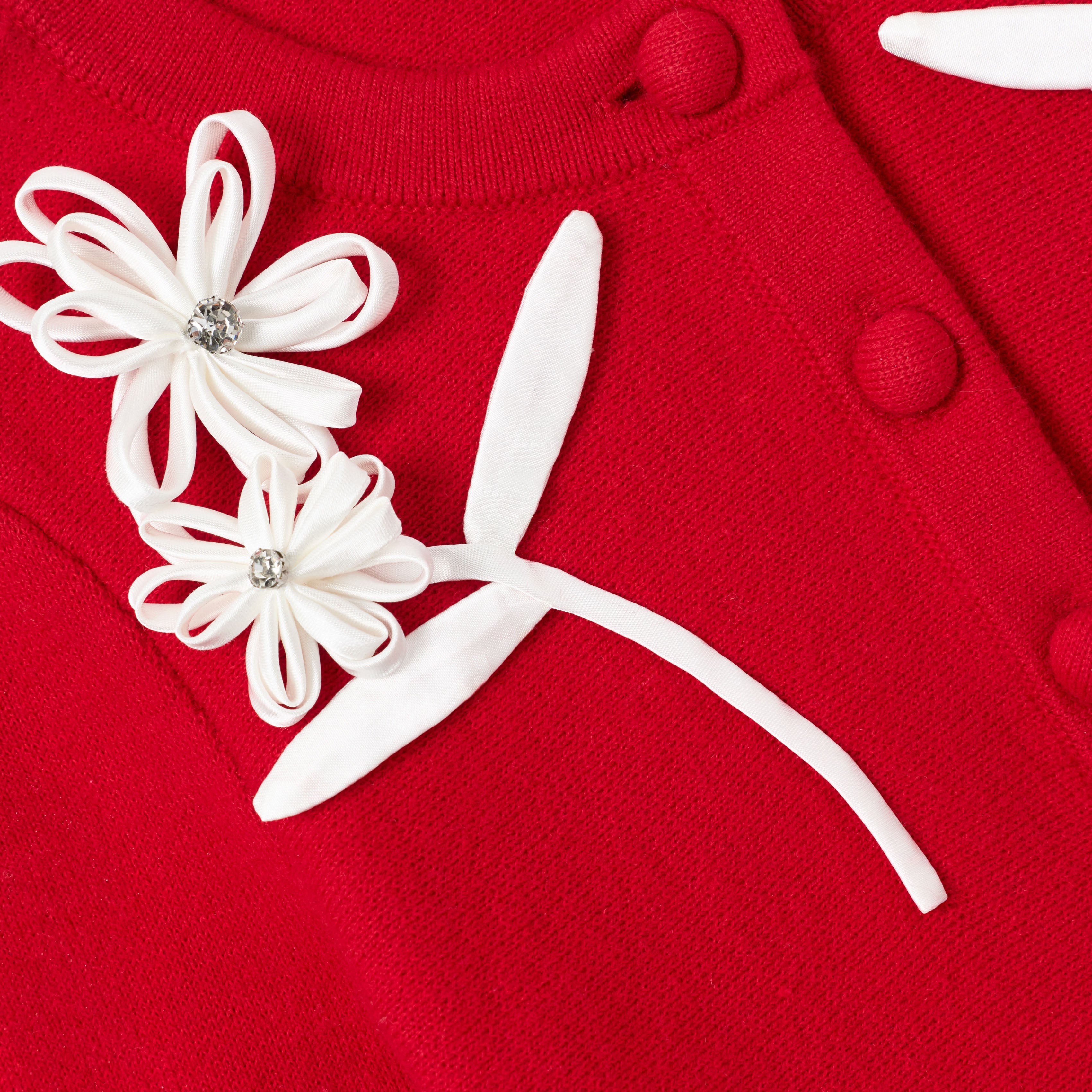 Red Flower Trim Dress