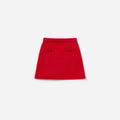 Red Flower Trim Knit Skirt