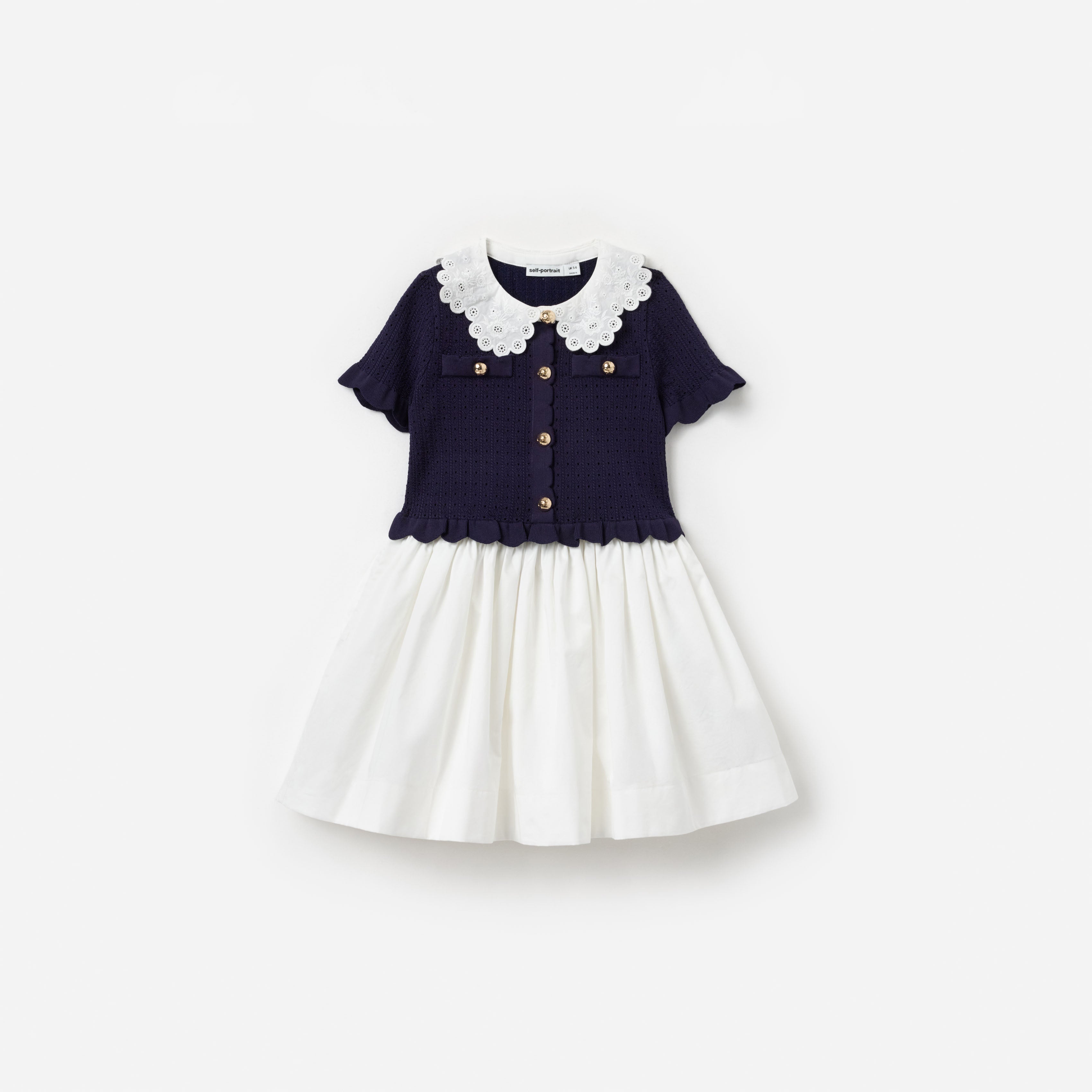 Navy Knit Pleated Dress