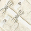 Cream Sequin Knit Bow Trim Dress