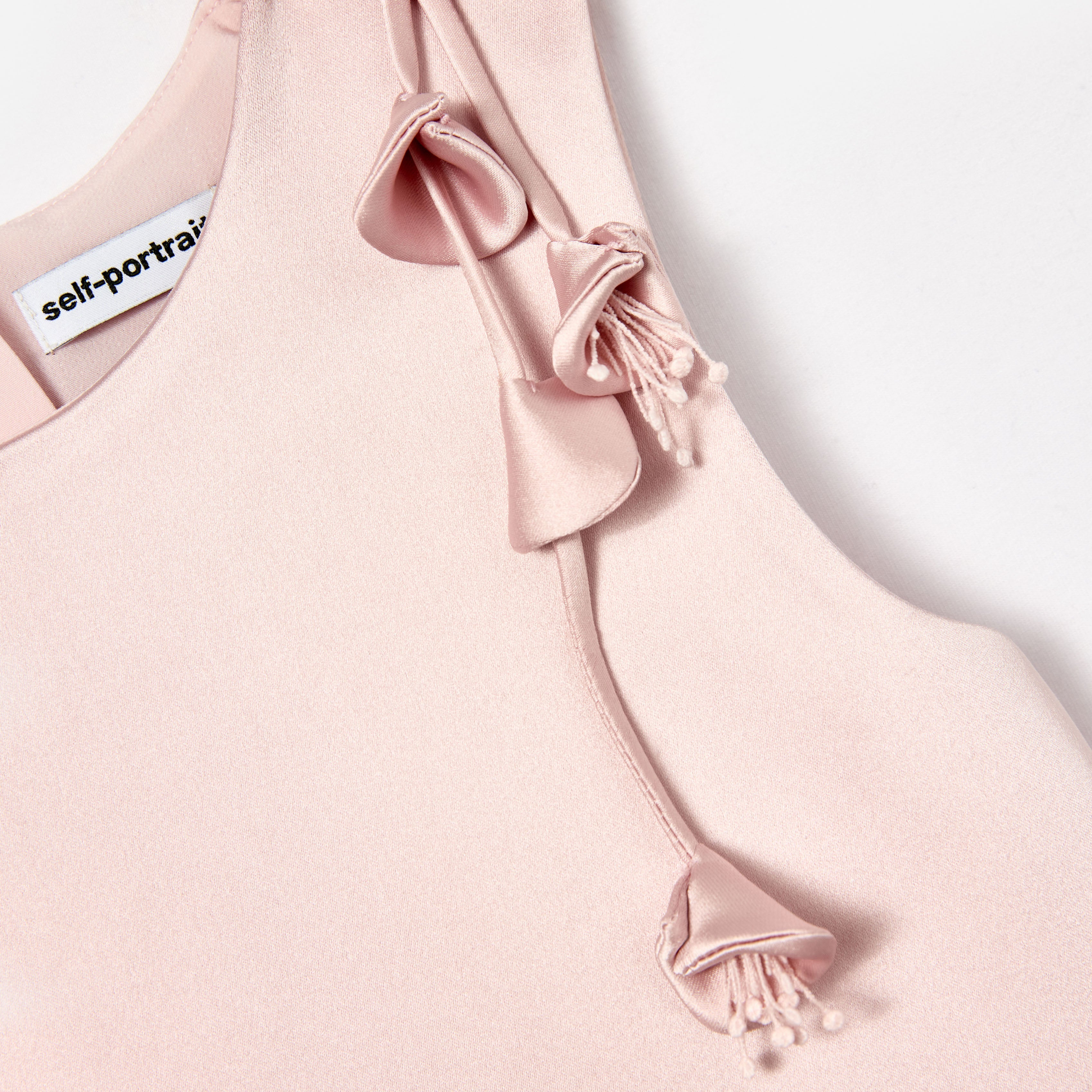 Pink Satin Sleeveless Flower Dress