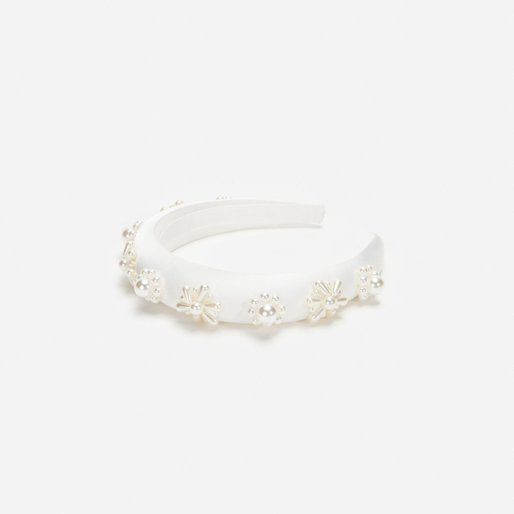 Pearl Flower Satin Head Band