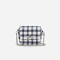 Navy Check Boucle Bag