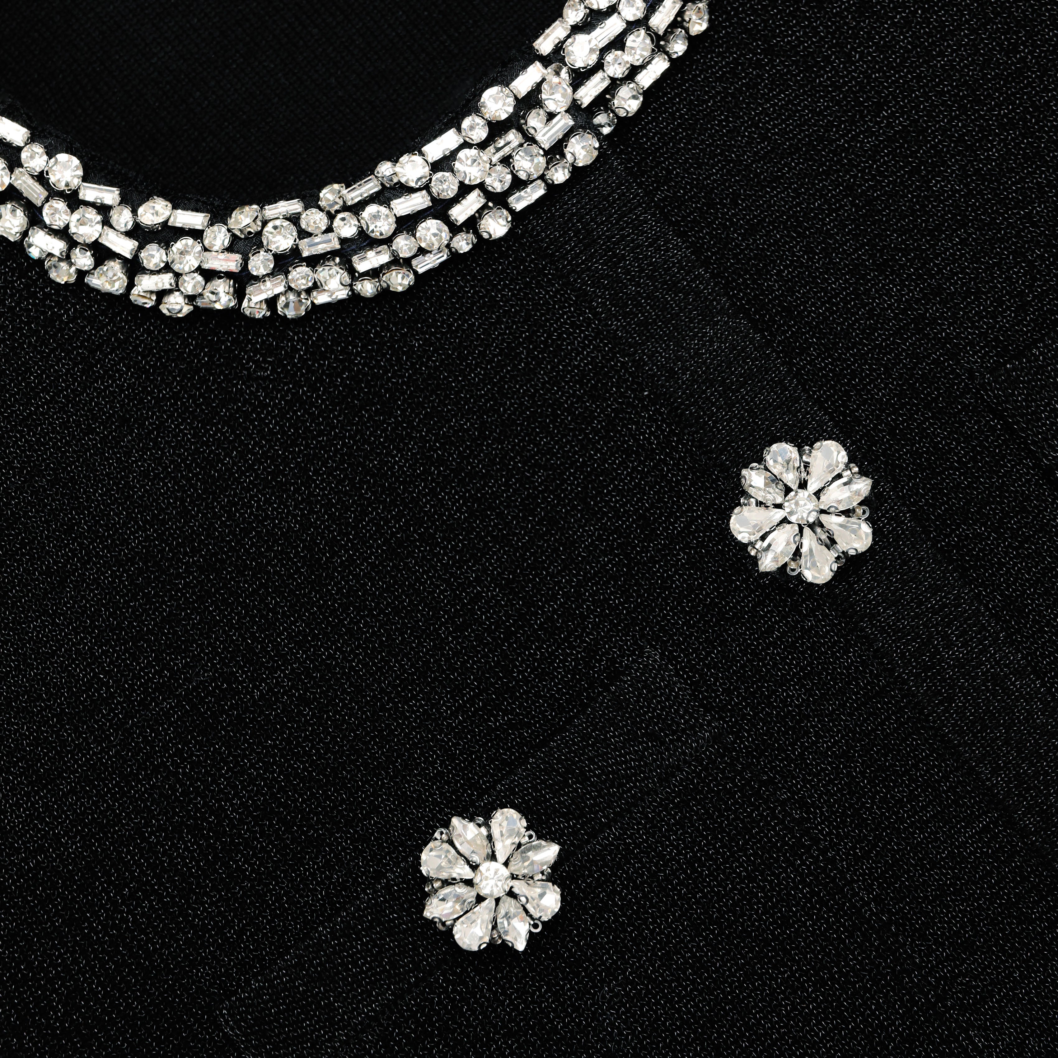 Black Crystal Button Cardigan