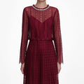 Burgundy Organza Lace Maxi Dress
