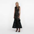 Black Guipure Lace Midi Dress