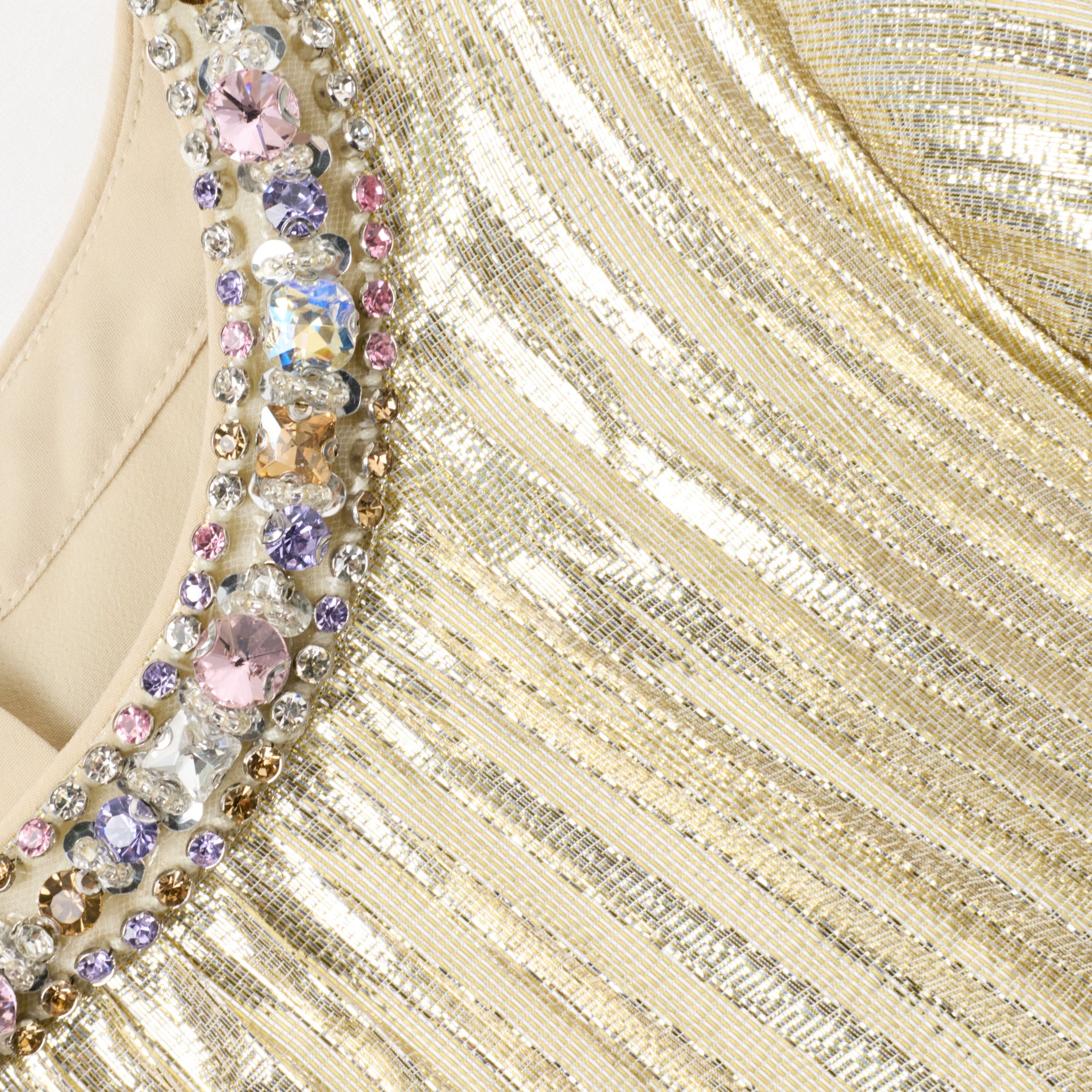 Gold Metallic Chiffon Feather Dress