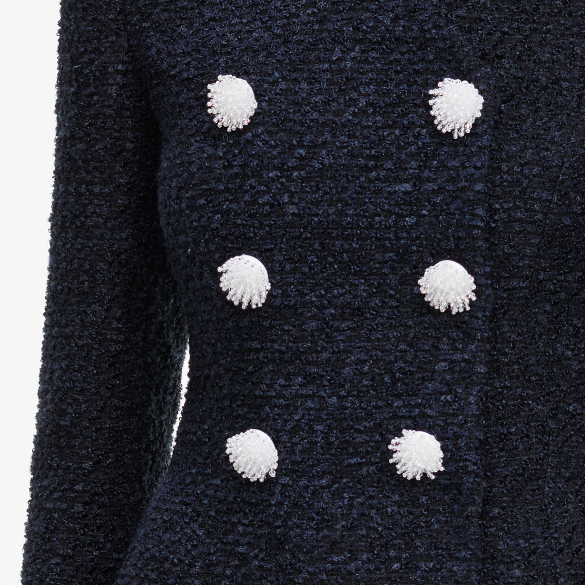 Navy Boucle Midi Dress